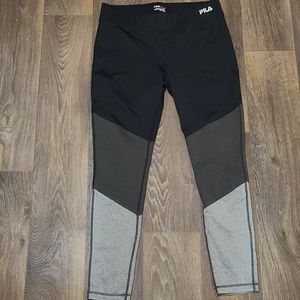 Black, grey color block Fila leggings